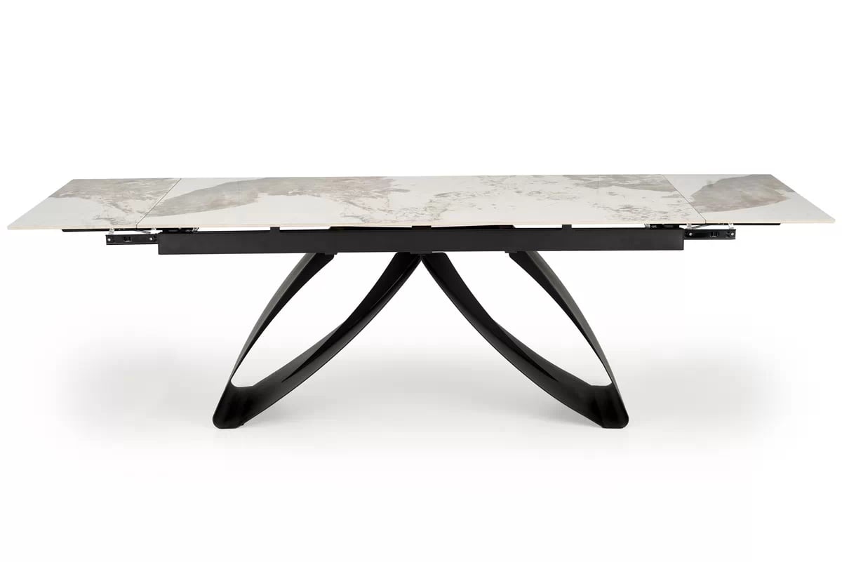Rozkládací stůl Morvian 180-260x90 cm - bílý mramor / černá hilario Stůl rozkládací, Deska - bílá mramor, Nohy - černá