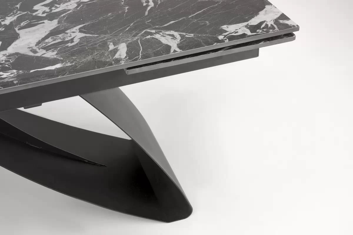 Rozkládací stůl Morvian 180-260x90 cm - černý mramor / černá hilario Stůl rozkládací, Deska - černá mramor, Nohy - černá