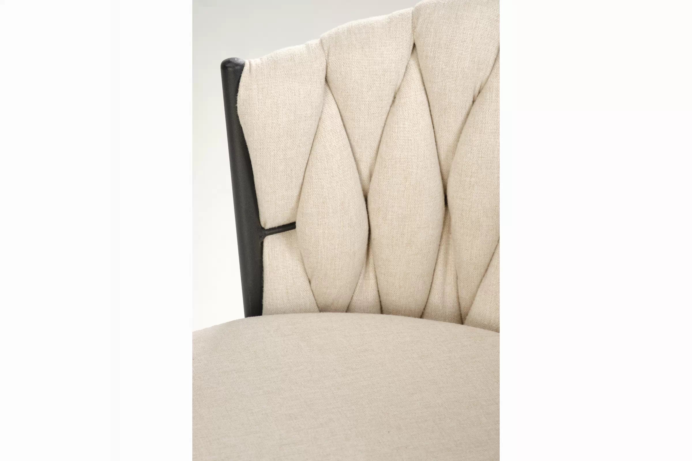 Otočná barová židle Shella čalouněná - béžová / černá Barová židle obrotowy Shella čalouněná - béžová / černá