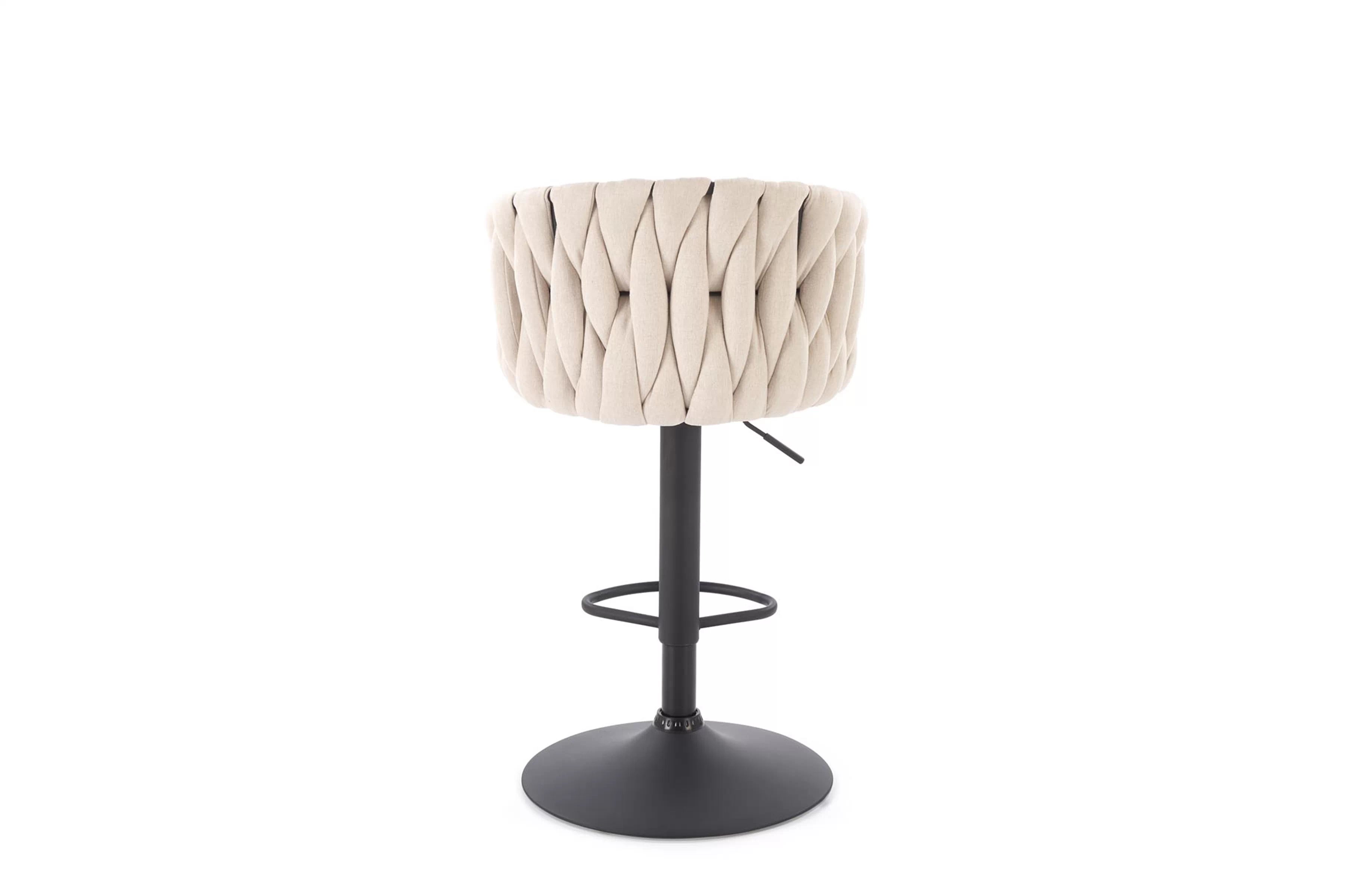 Otočná barová židle Shella čalouněná - béžová / černá Barová židle obrotowy Shella čalouněná - béžová / černá