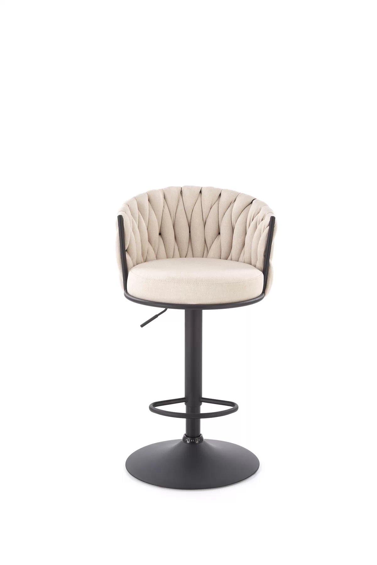 Otočná barová židle Shella čalouněná - béžová / černá Barová židle obrotowy shella čalouněná - béžová / černá