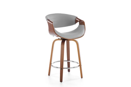 Hoker Solvane s čalúneným sedadlom - šedá ekokoža / orech