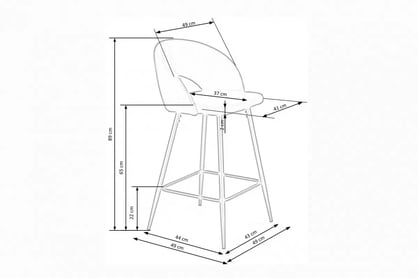 Čalúnený barový stolička H96 - popelavý Barová stolička čalúnená H96 - Popolový