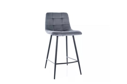 Čalúnený barový stolička Mila H-2 - sivý Bluvel 14 / čierne nohy