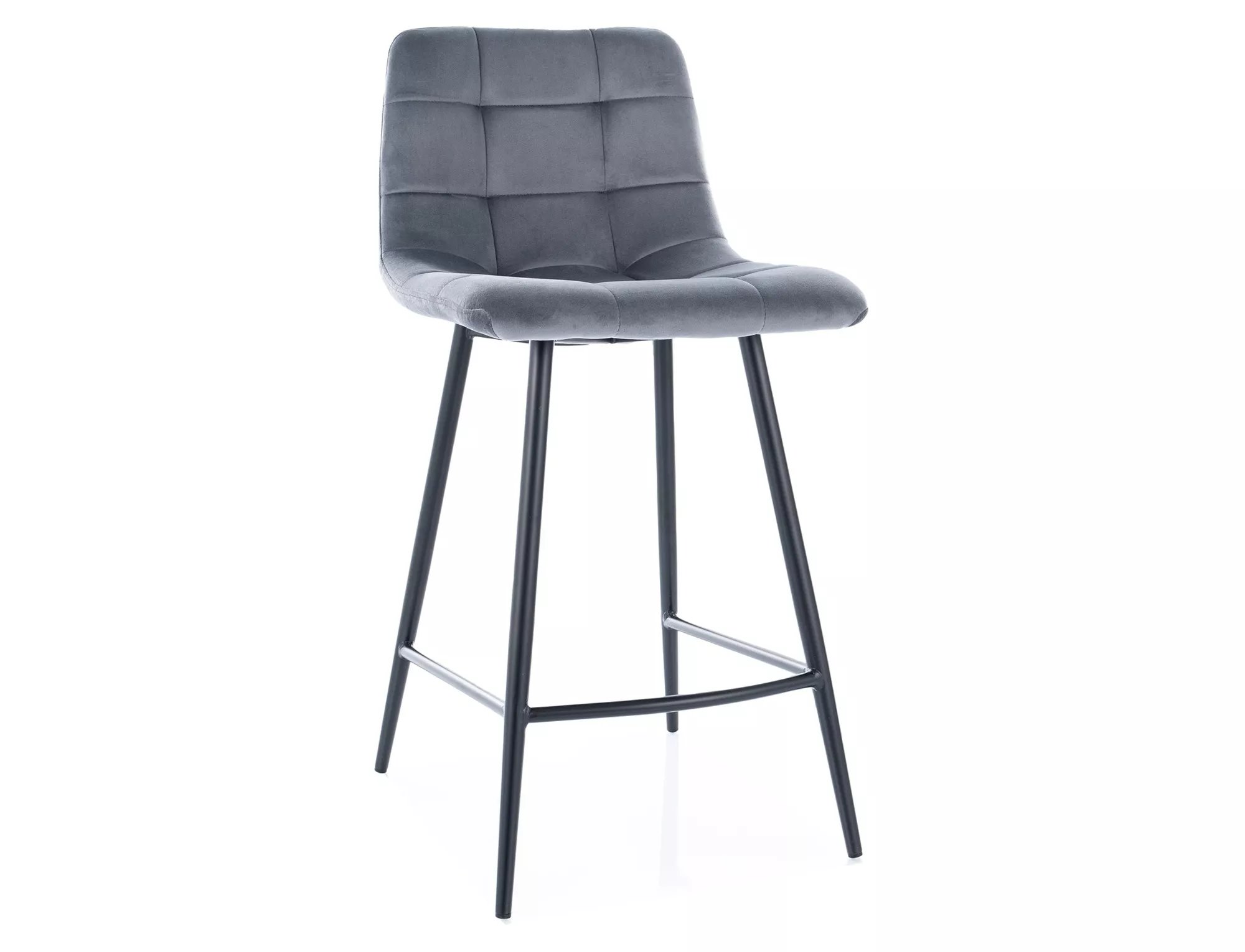 Čalouněná barová židle Mila H-2 Velvet - černá / šedá Bluvel 14 Barová židle čalouněná mila h-2 - šedá bluvel 14 / černá Nohy