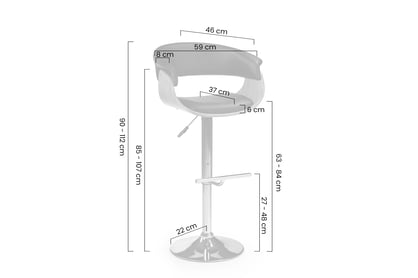 Hoker Tavion s čalúneným sedadlom - svetlý dub / čierna Barová stolička Tavion z tapicerowanym siedziskiem - svetlý dub / čierny