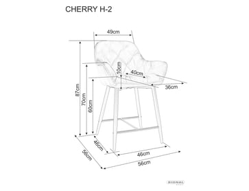 Barová židle Cherry H-2 Velvet - černá Bluvel 14 / černé nožky Barová židle s čalouněným sedákem cherry h-2 velvet - šedá / bluvel 14 / černá Nohy