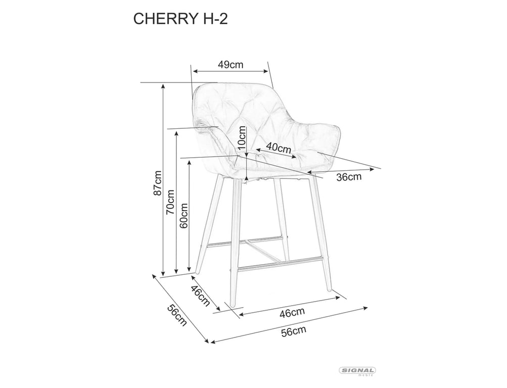 Barová židle Cherry H-2 Velvet - černá Bluvel 14 / černé nožky Barová židle s čalouněným sedákem cherry h-2 velvet - šedá / bluvel 14 / černá Nohy