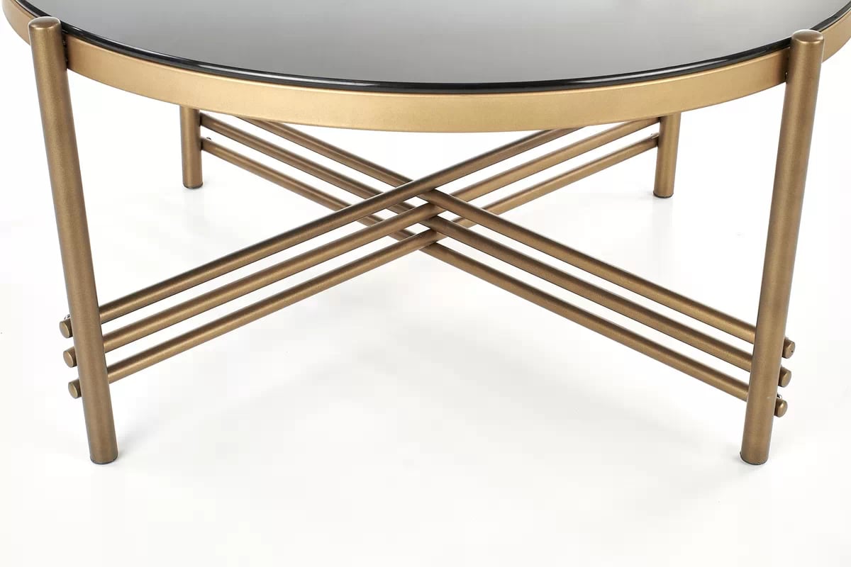 Konferenčný stolík ISMENA 80 cm - zlatá / čierna ismena Konferenčný Stolík Rošt - zlaté, Pracovná doska - Čierny