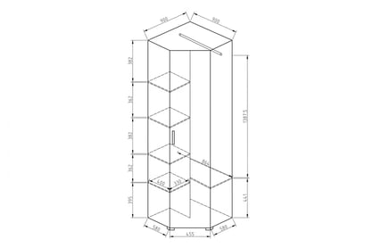 Rohová skříň Bahama S7 - 90 cm jednodveřová skříň rohová Bahama z drazkiem na ubrania 90 cm