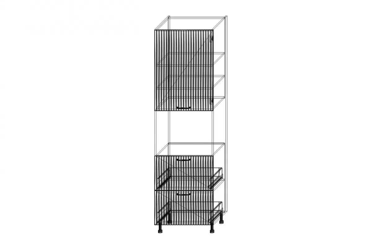 Vysoká kuchyňská skříňka Kammono F11 SDPK60SS2/71 se zásuvkami pro vestavnou kompaktní troubu KAMMONO F11 SDPK60SS2/71 - regál kuchenny s zásuvkami do zabudowy piekarnika kompaktowego