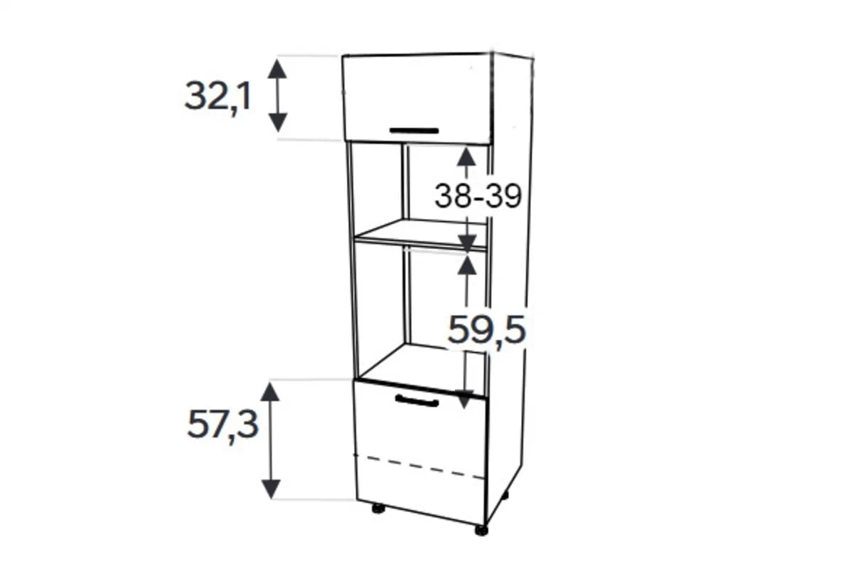 Kuchyňský regál KAMMONO F11 SPM60 pro vestavbu trouby a mikrovlnky KAMMONO F11 SPM60 - regál kuchenny do zabudowy piekarnika i mikrofalowki
