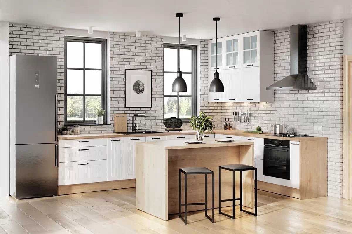 Spodná kuchynská skrinka Kammono F DSS65/3 s tromi zásuvkami Kuchyňa Kammono F7 vizualizácia - Farebné prevedenie Biela