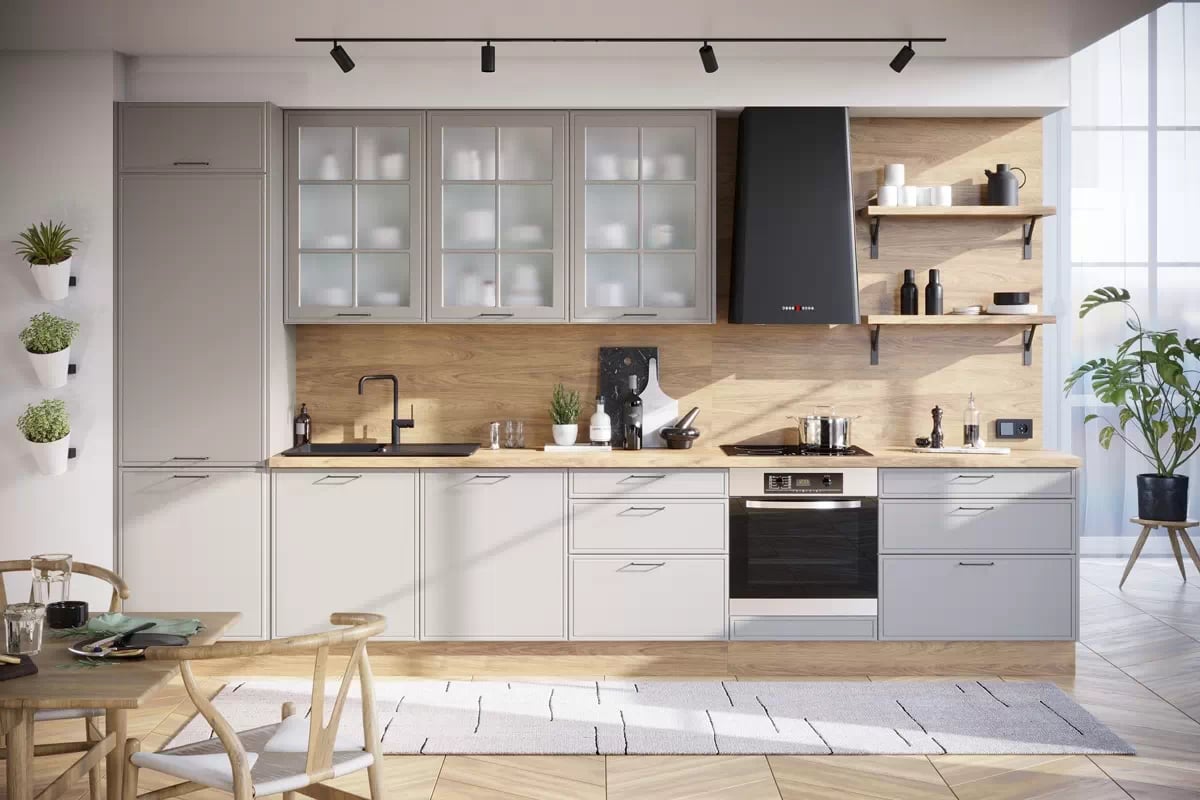 Predný panel na umývačku riadu Kammono F FZMYW60 – 60 cm, plný Kuchyňa Kammono F8 vizualizácia - Farebné prevedenie Dub Skalny