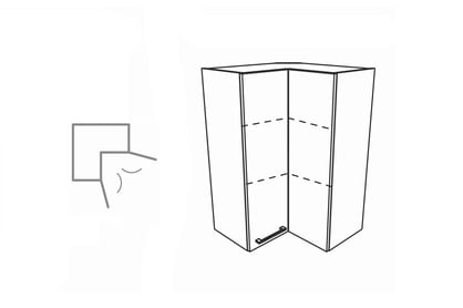 KAMMONO F4 F7 F8 - MN WRP60/90 Závesná skrinka rohová KAMMONO F4 F7 F8 - MN WRP60/90 Skrinka závesná rohová - szkic i Systém otwierania 