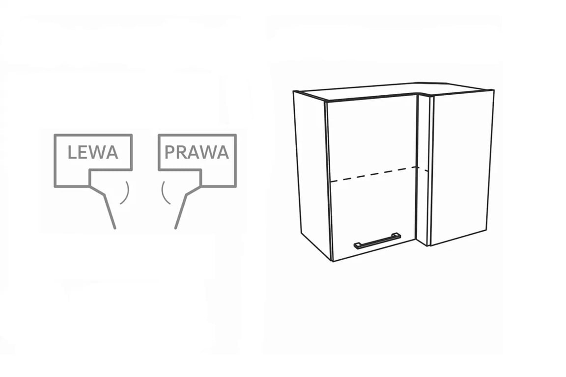 KAMMONO F4 F7 F8 - WRP70x40/61 Závesná skrinka rohová KAMMONO F4 F7 F8 - WRP70x40/61 Skrinka závesná rohová - szkic i Systém otwierania 