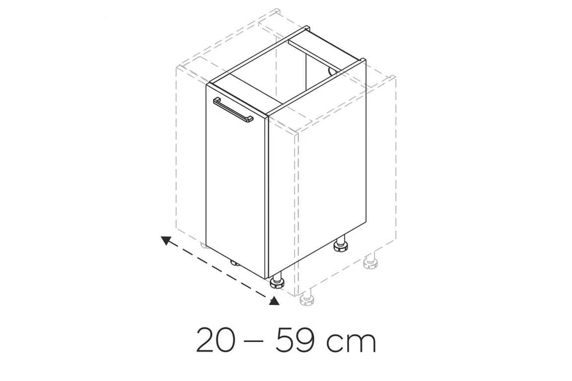 Spodní skříňka Kammono D__.1/SPEC - nastavitelná - P2 / K2 Black Skříňka spodní regulowana kam 