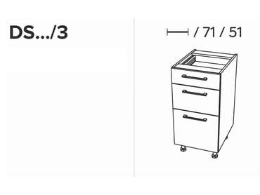 KAMMONO DS50/3 - dolná skrinka so zásuvkami Metalbox - P2 i K2 BLACK Schemat Skrinky