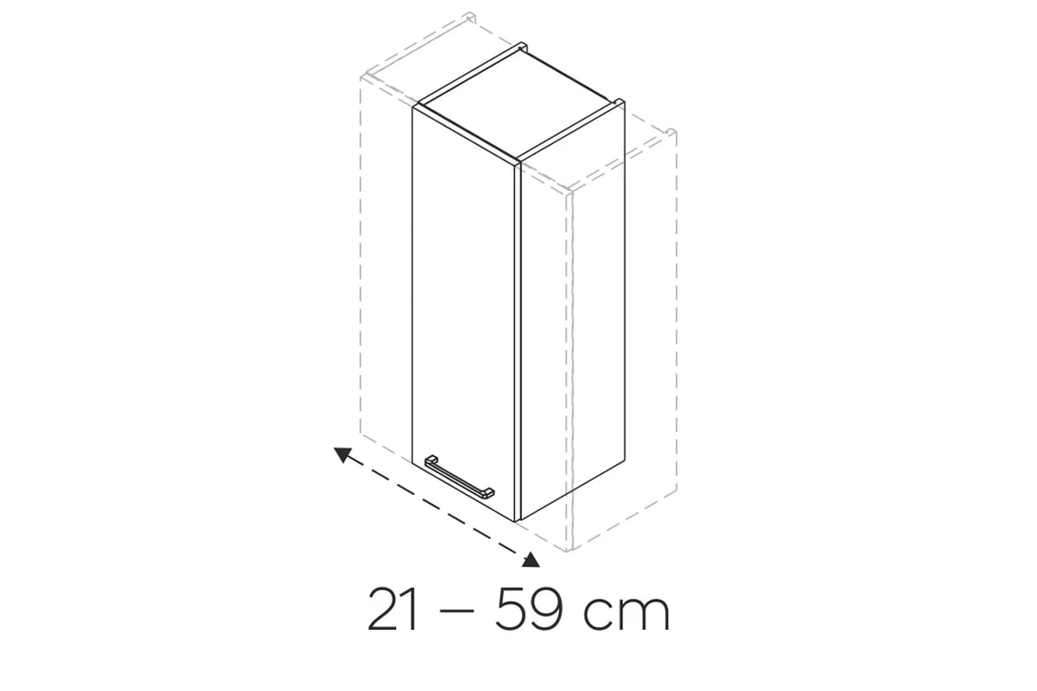 Závěsná skříňka Kammono W__.1/90_SPEC - nastavitelná - P2 / K2 Black Skříňka o nastavitelnéj szerokosci kam 