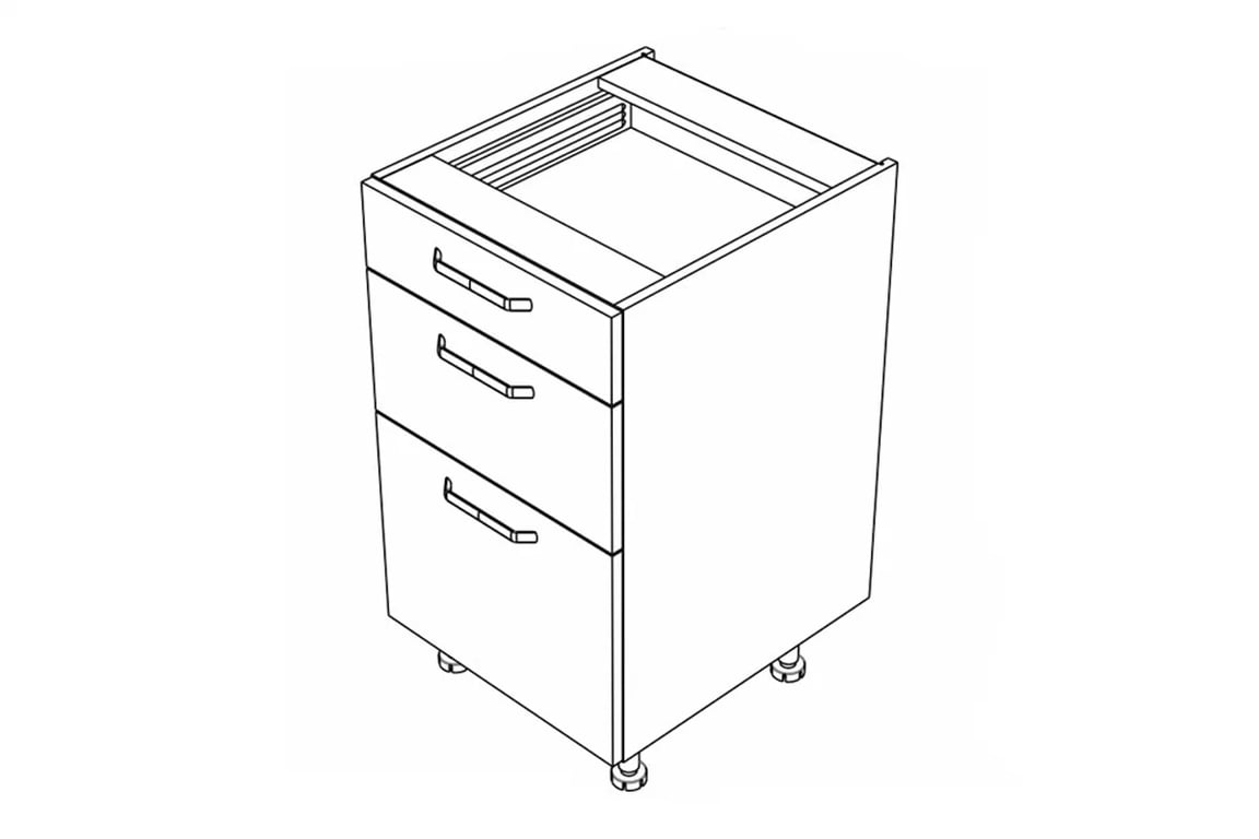 KAMMONO M4 DS45/3 - dolná skrinka so zásuvkami Metalbox szkic Skrinky so zásuvkami 