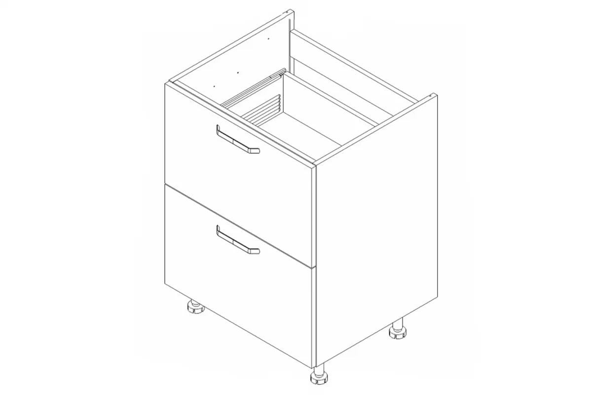 KAMMONO M4 DSS60/2PL - Skrinka so zásuvkami na varnú dosku szkic bryla kam Nábytok 