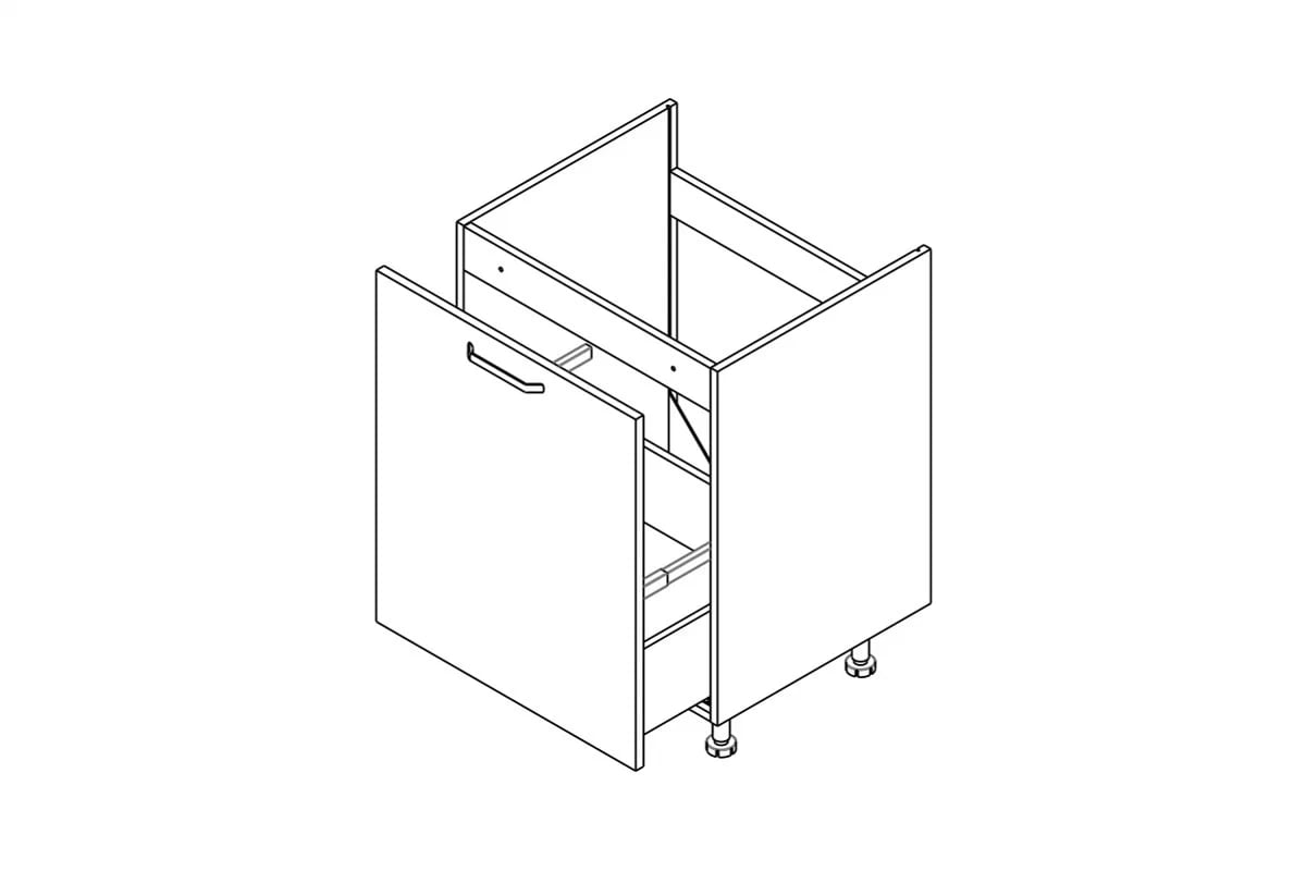 Dřezová kuchyňská skříňka KAMMONO M4 DZCSS60 se zásuvkou szkic Skříňky kuchennej
