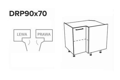 KAMMONO P2 DRP90x70 - Skrinka Kuchynská rohová jednodverová KAMMONO P2 DRP90x70 - otwieranie Skrinky  