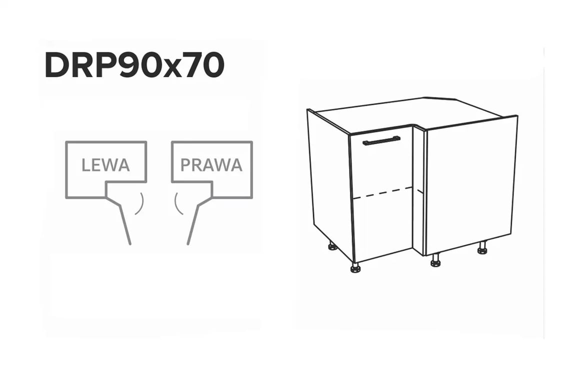 KAMMONO P2 DRP90x70 - Skrinka Kuchynská rohová jednodverová KAMMONO P2 DRP90x70 - otwieranie Skrinky  