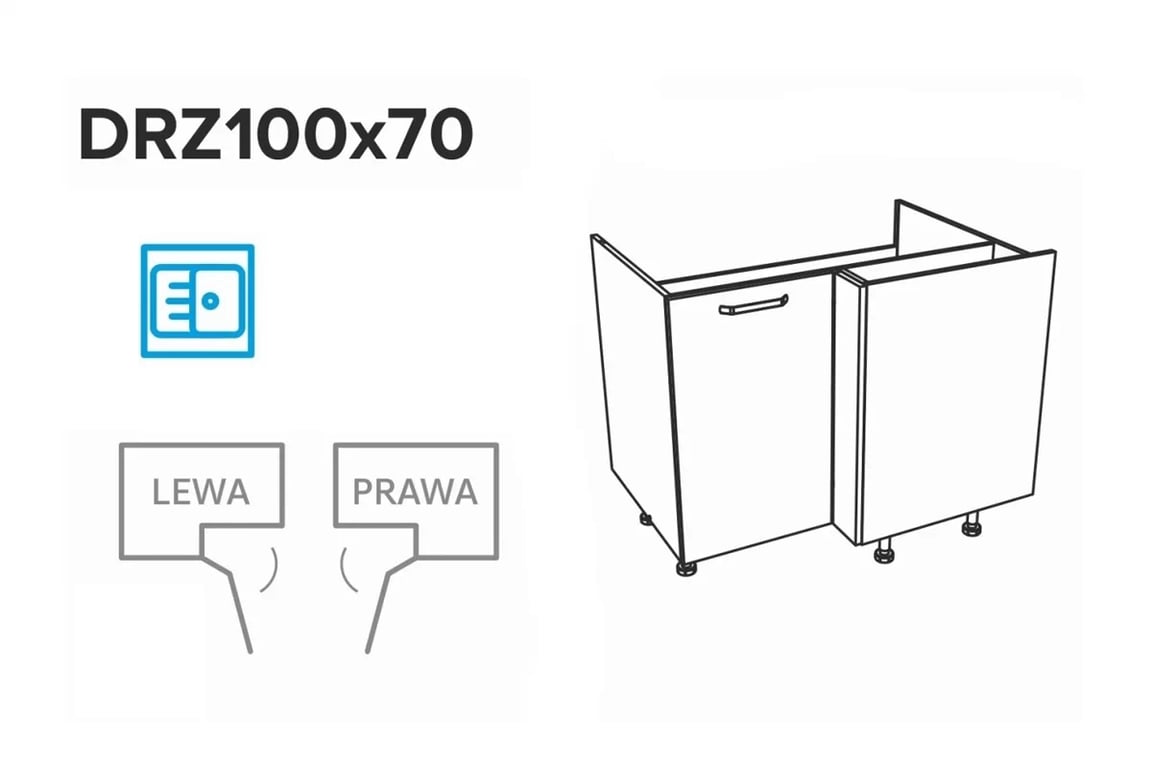 Rohová jednodveřová skříňka KAMMONO P4 DRP100x70 Skříňka rohová kammono 