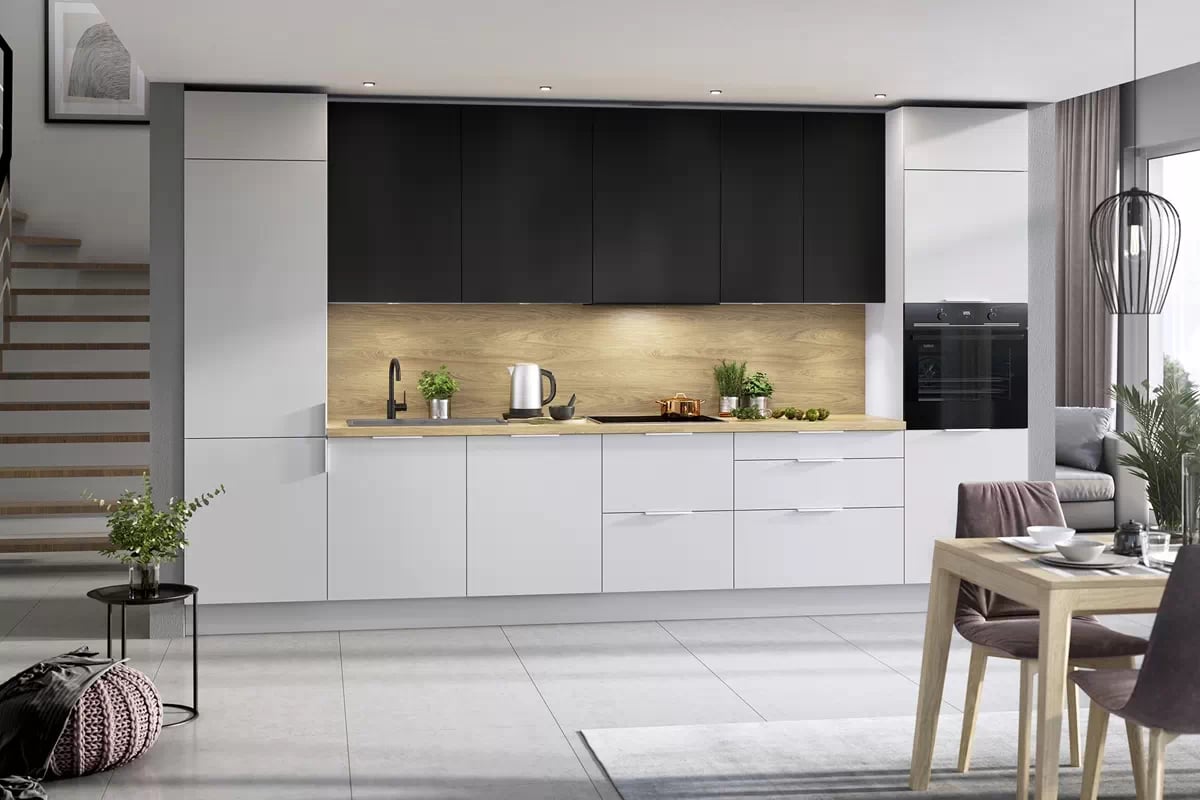 Spodní skříňka KAMMONO P4 DS35/3 se zásuvkami Metalbox Kuchyně bialo Černá