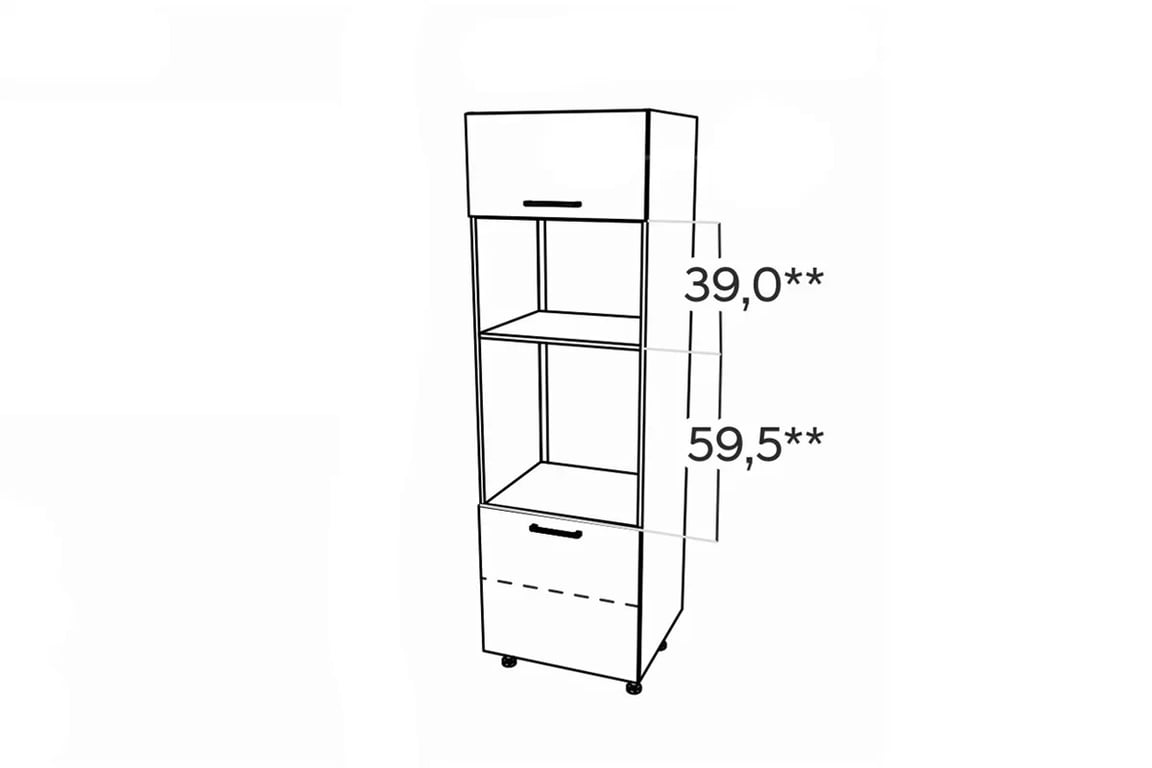 Kuchyňská skříňka KAMMONO P4 SPM60/71 pro vestavnou troubu a mikrovlnku Rozměry Skříňky kammono 
