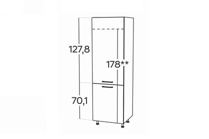 Regál KAMMONO K2 BLACK SL60/71 pro vestavnou lednici KAMMONO SL60/71 - zabudowa lodowki - P2 i K2 BLACK