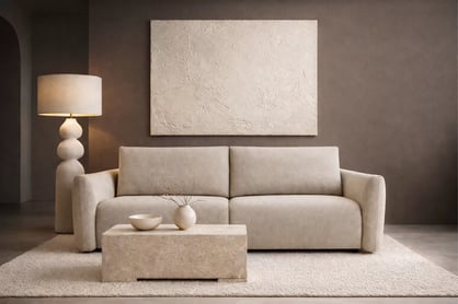 Rozkladacia pohovka Calma - béžová hydrofóbna pletenina Curio 09 Pohovka Calma rozkladana - Béžová dzianina hydrofobowa Curio 09