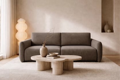 Rozkladacia pohovka Calma - hnedá hydrofóbna pletenina Curio 20 Pohovka Calma rozkladana - Hnedá dzianina hydrofobowa Curio 20 