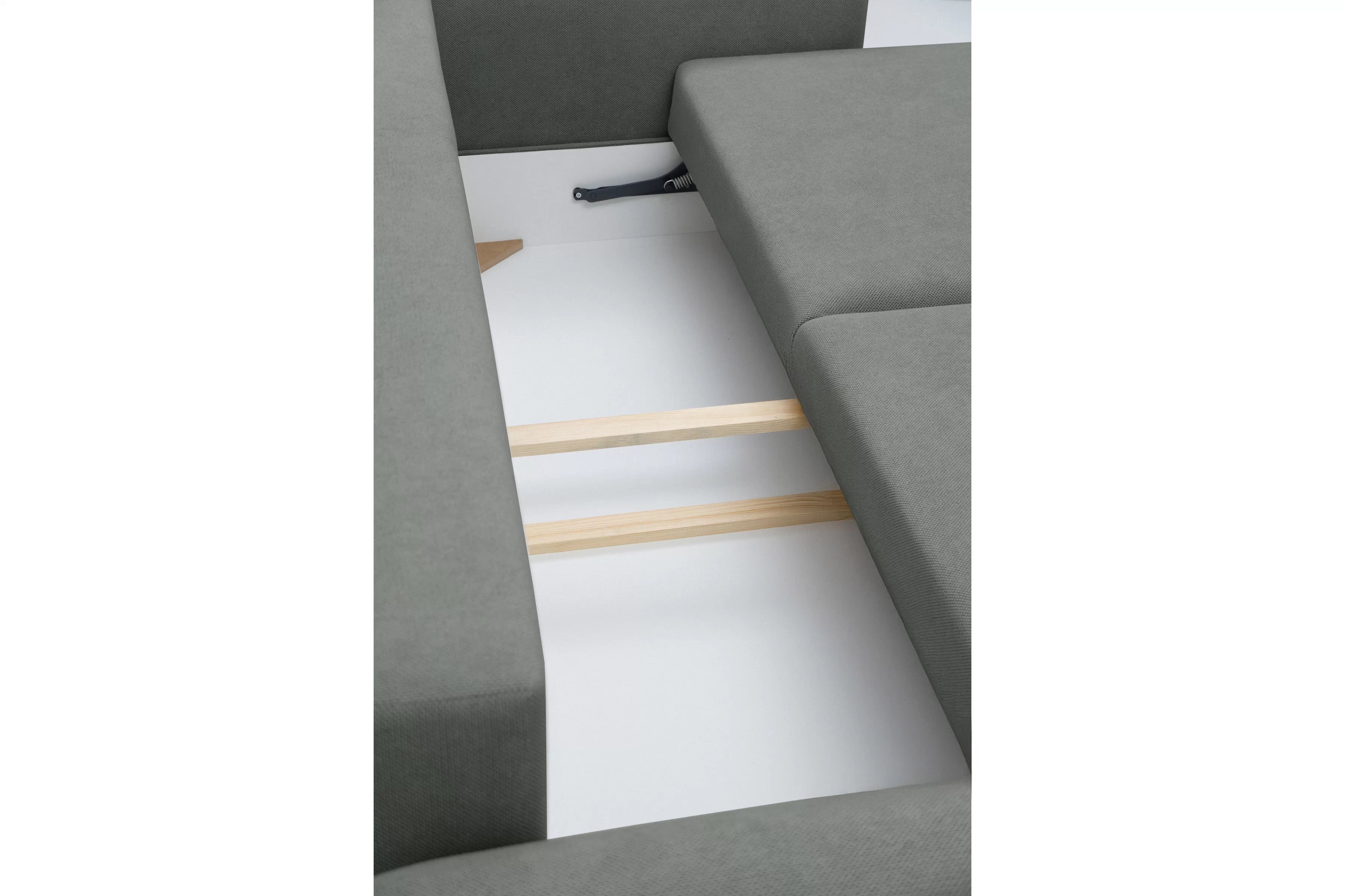 Rozkladacia pohovka Calma - sivá hydrofóbna pletenina Curio 93 Pohovka Calma rozkladana - šedá dzianina hydrofobowa Curio 93