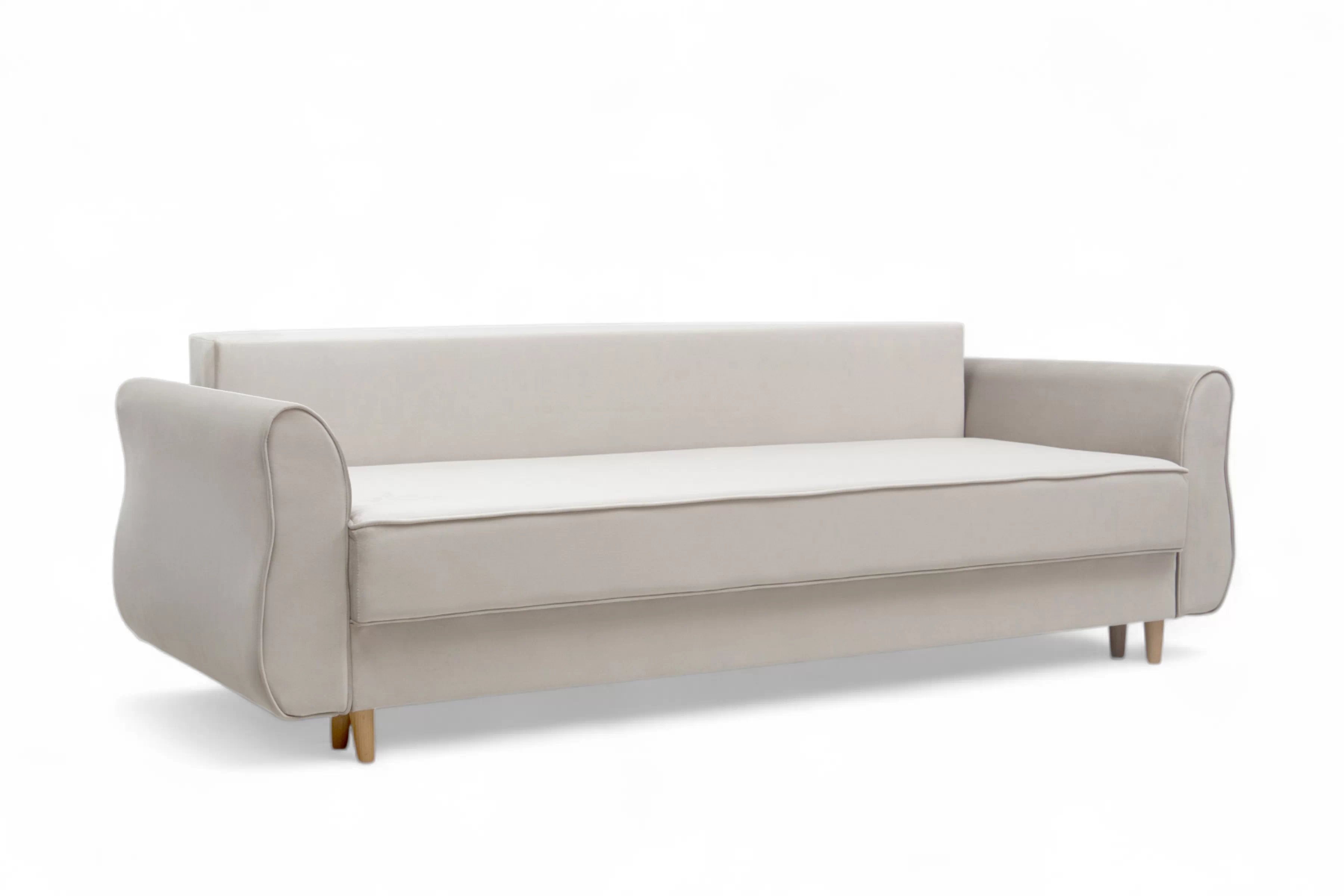 Rozkládací pohovka Carla - krémový samet Velluto 1 / nožky buk Pohovka Carla rozkládací - Krémový samet Velluto 1 / buk 