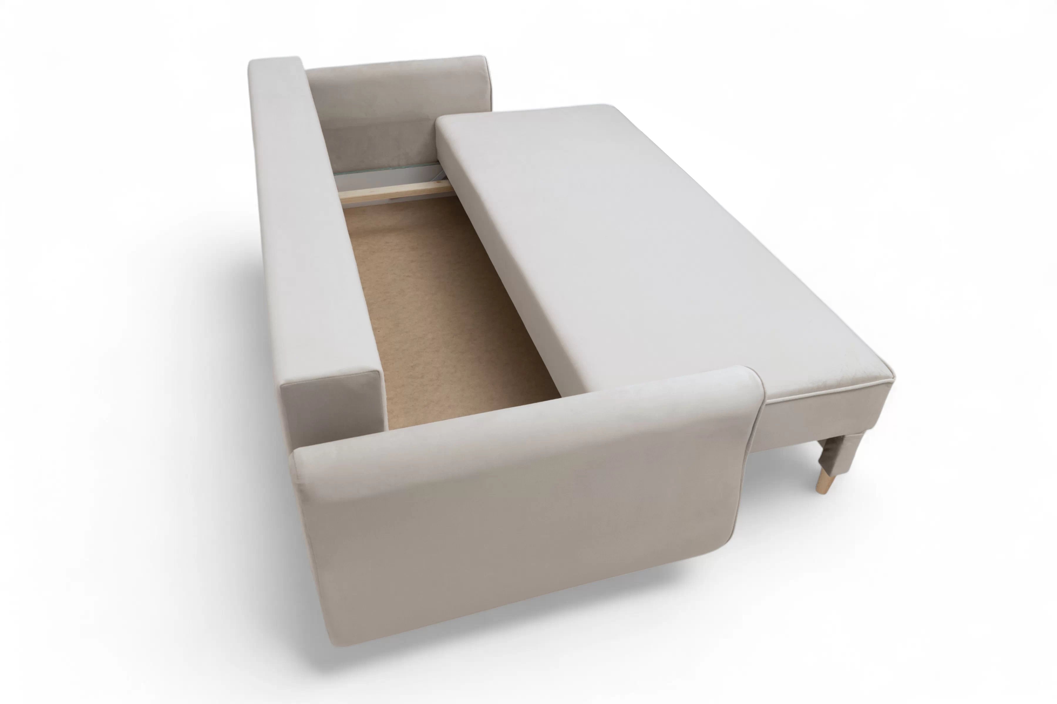 Rozkládací pohovka Carla - krémový samet Velluto 1 / nožky buk Pohovka Carla rozkládací - Krémový samet Velluto 1 / buk 