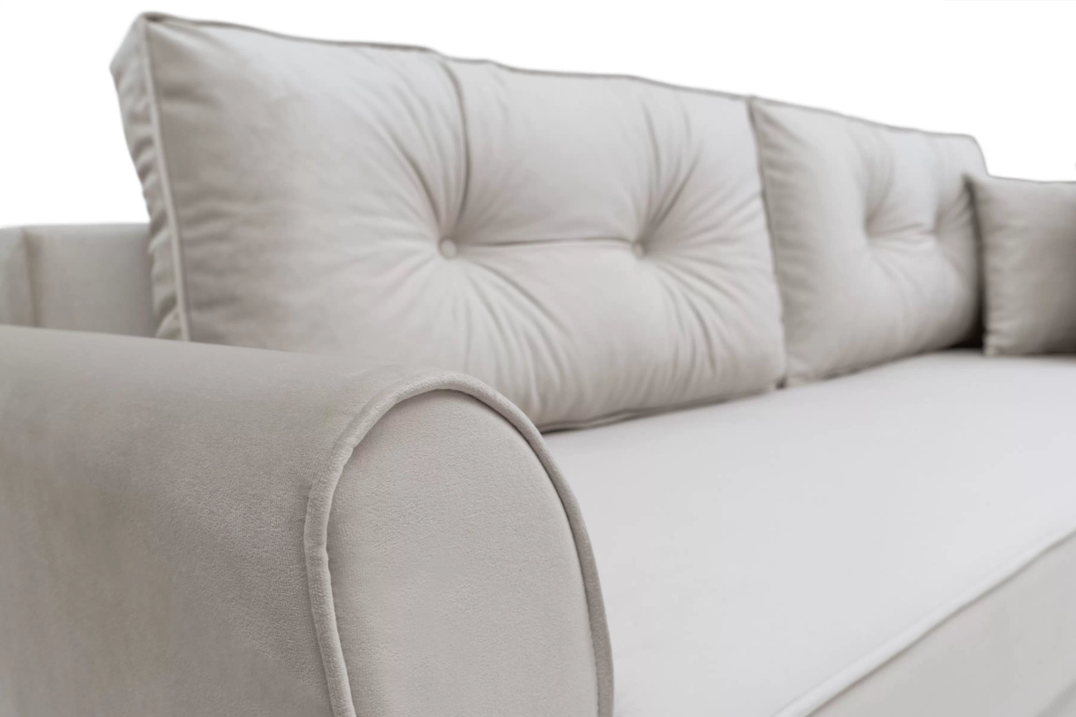 Rozkládací pohovka Carla - krémový samet Velluto 1 / nožky buk Pohovka Carla rozkládací - Krémový samet Velluto 1 / buk 