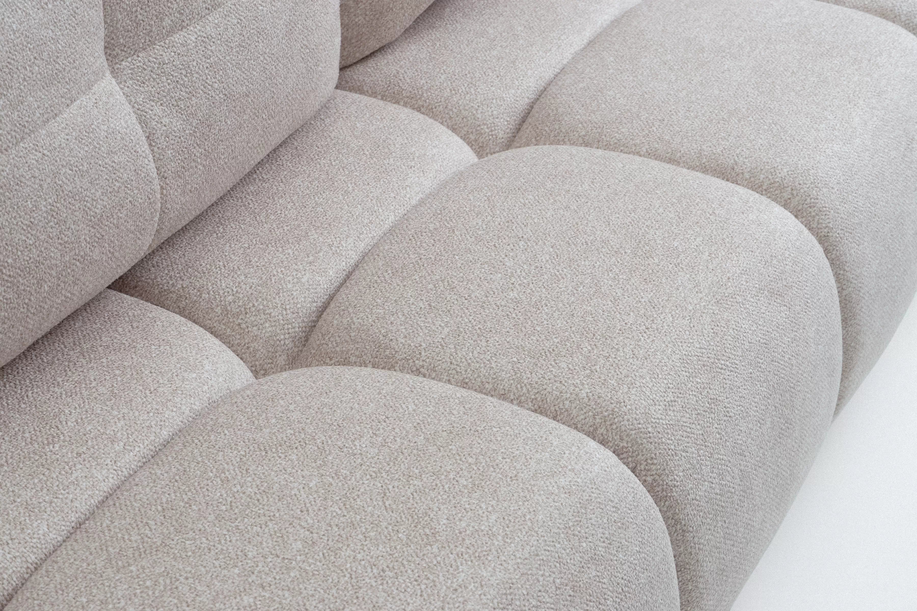 Pohovka Lerio s rozkládací funkcí - světle béžová hydrofobní tkanina Blur 02 Pohovka Lerio rozkládací - jasno béžová Pletenina hydrofobowa Blur 02