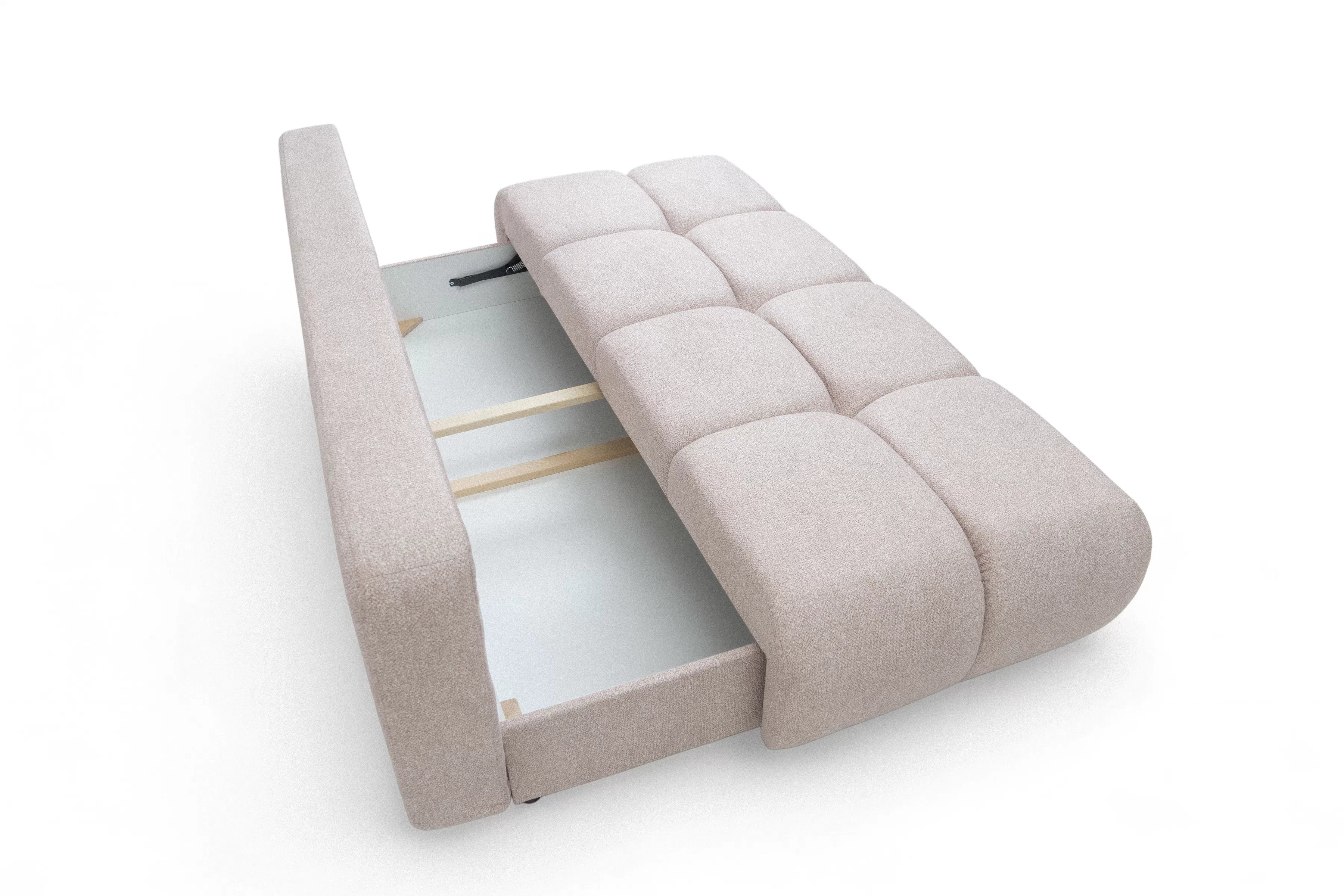 Pohovka Lerio s rozkládací funkcí - světle béžová hydrofobní tkanina Blur 02 Pohovka Lerio rozkládací - jasno béžová Pletenina hydrofobowa Blur 02