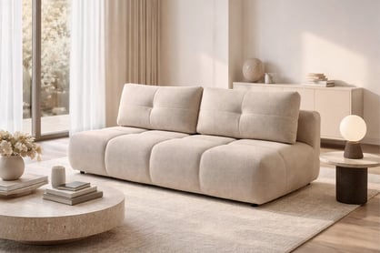 Rozkladacia pohovka Lerio - svetlobéžová hydrofóbna pletenina Blur 02 Pohovka Lerio s funkciou spánku - jasno Béžová dzianina hydrofobowa Blur 02