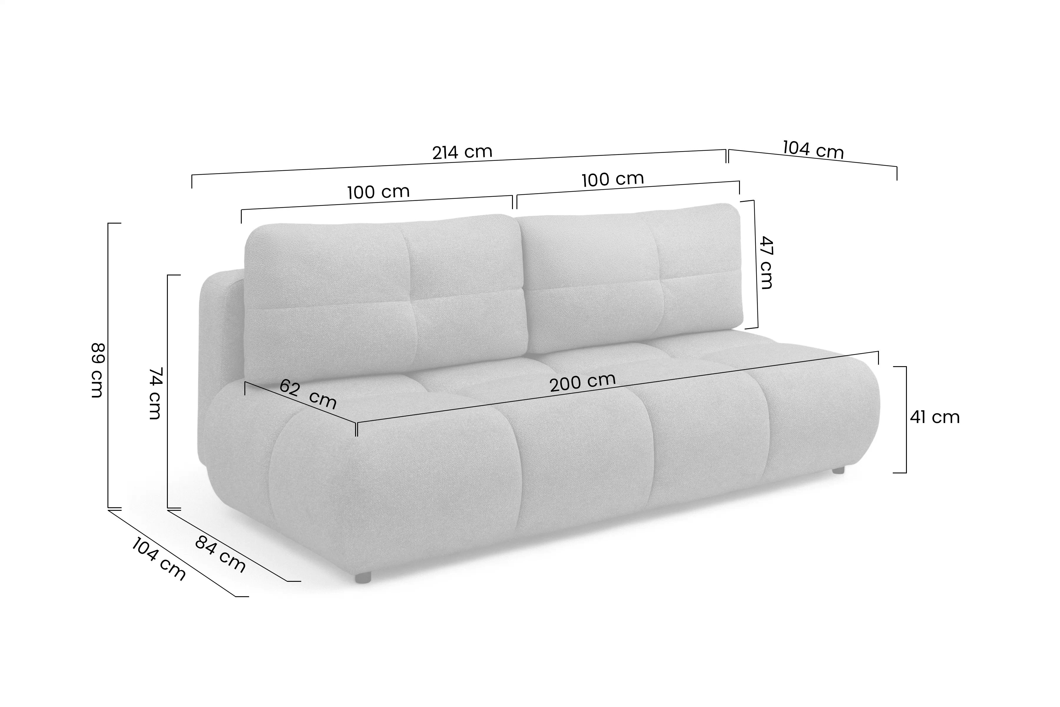 Pohovka Lerio s rozkládací funkcí - světle béžová hydrofobní tkanina Blur 02 Pohovka Lerio rozkládací - jasno béžová Pletenina hydrofobowa Blur 02