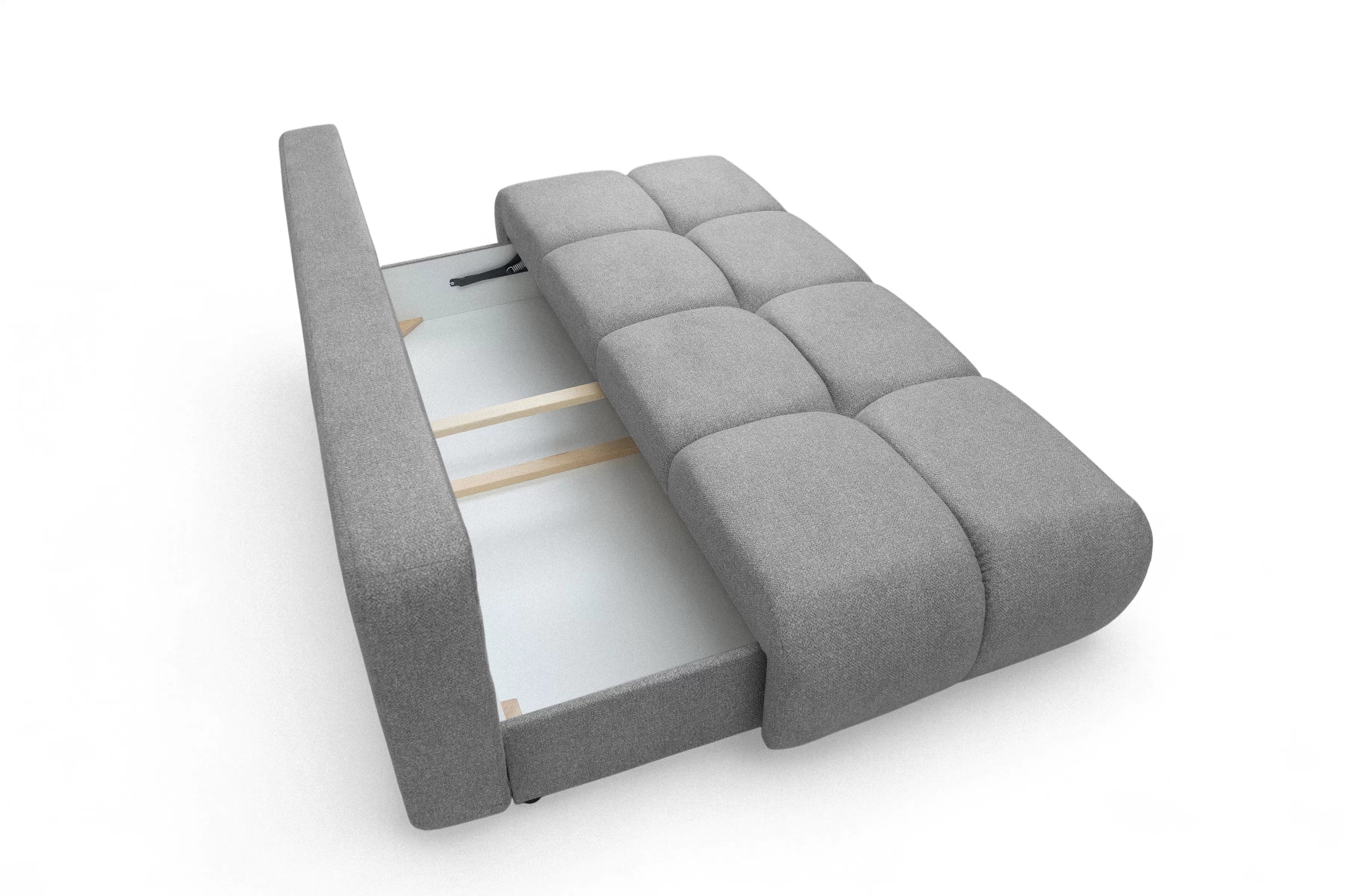 Pohovka Lerio s rozkládací funkcí - světle šedá hydrofobní tkanina Blur 18 Pohovka Lerio rozkládací - jasno šedá Pletenina hydrofobowa Blur 18