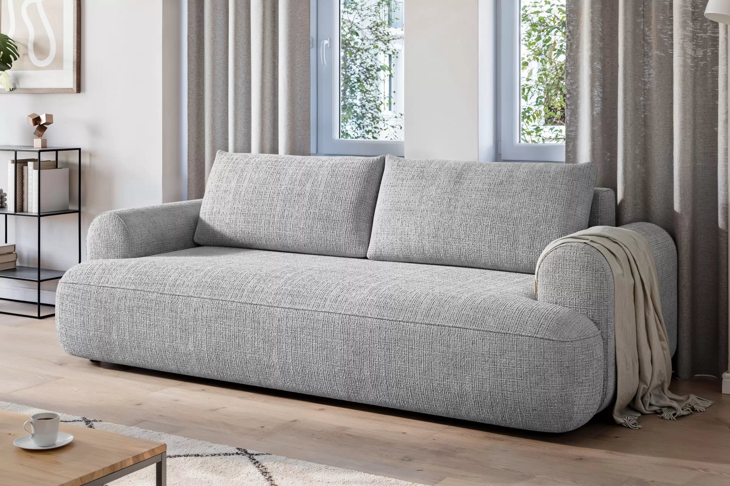 Rozkládací pohovka Lotulis - popelavá Cremona 81 Pohovka Lotulis rozkládací - popelavá šenil Cremona 81