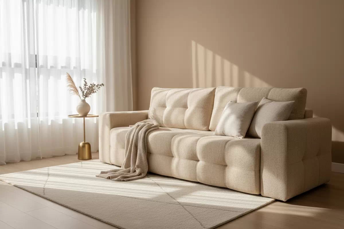 Rozkládací pohovka Lumaro - béžový šenil Vibe 07 Pohovka Lumaro rozkládací - béžová šenil l Vibe 07