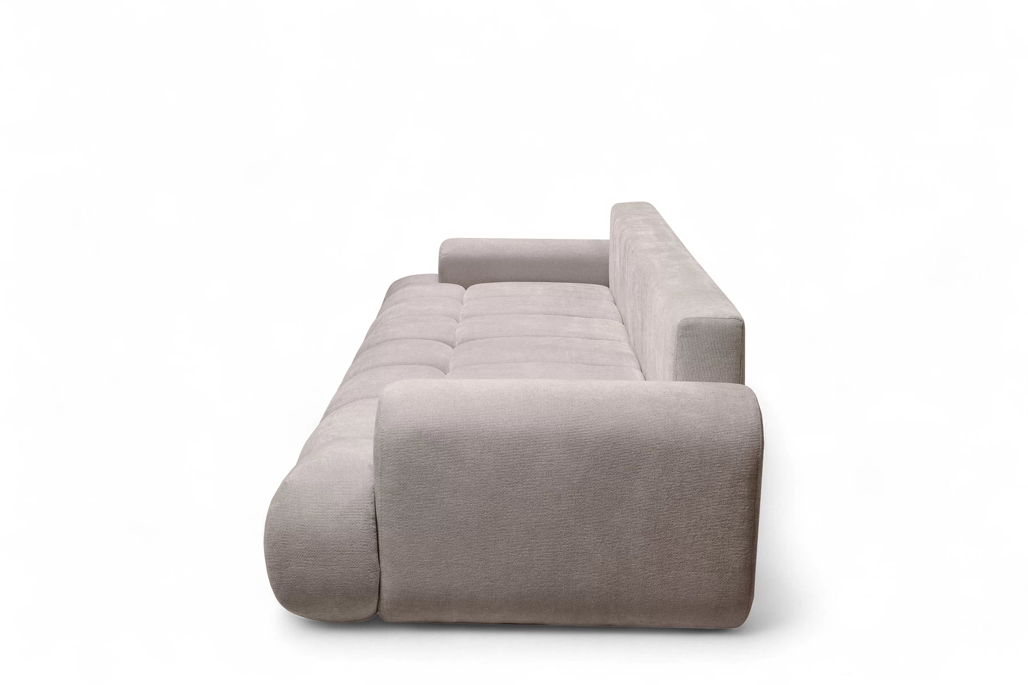 Rozkladacia pohovka Lutario s funkciou spania - tmavobéžová hydrofóbna pletenina Venice 2031 Pohovka Lutario s funkciou spánku - ciemnobezowa plecionka hydrofobowa Venice 2031