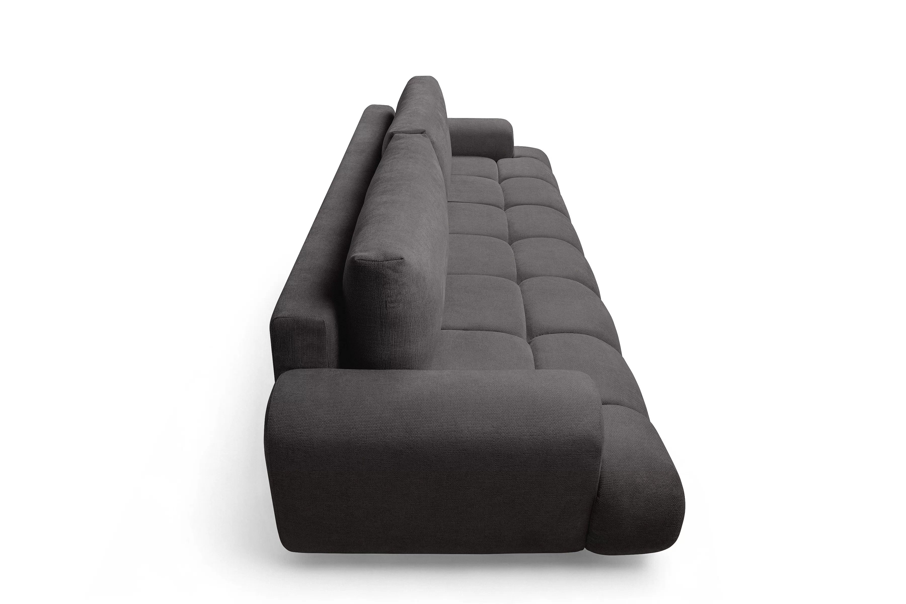 Rozkladacia pohovka Lutario s funkciou spania - tmavosivá hydrofóbna pletenina Venice 2021 Pohovka Lutario s funkciou spánku - ciemnoszara plecionka hydrofobowa Venice 2021