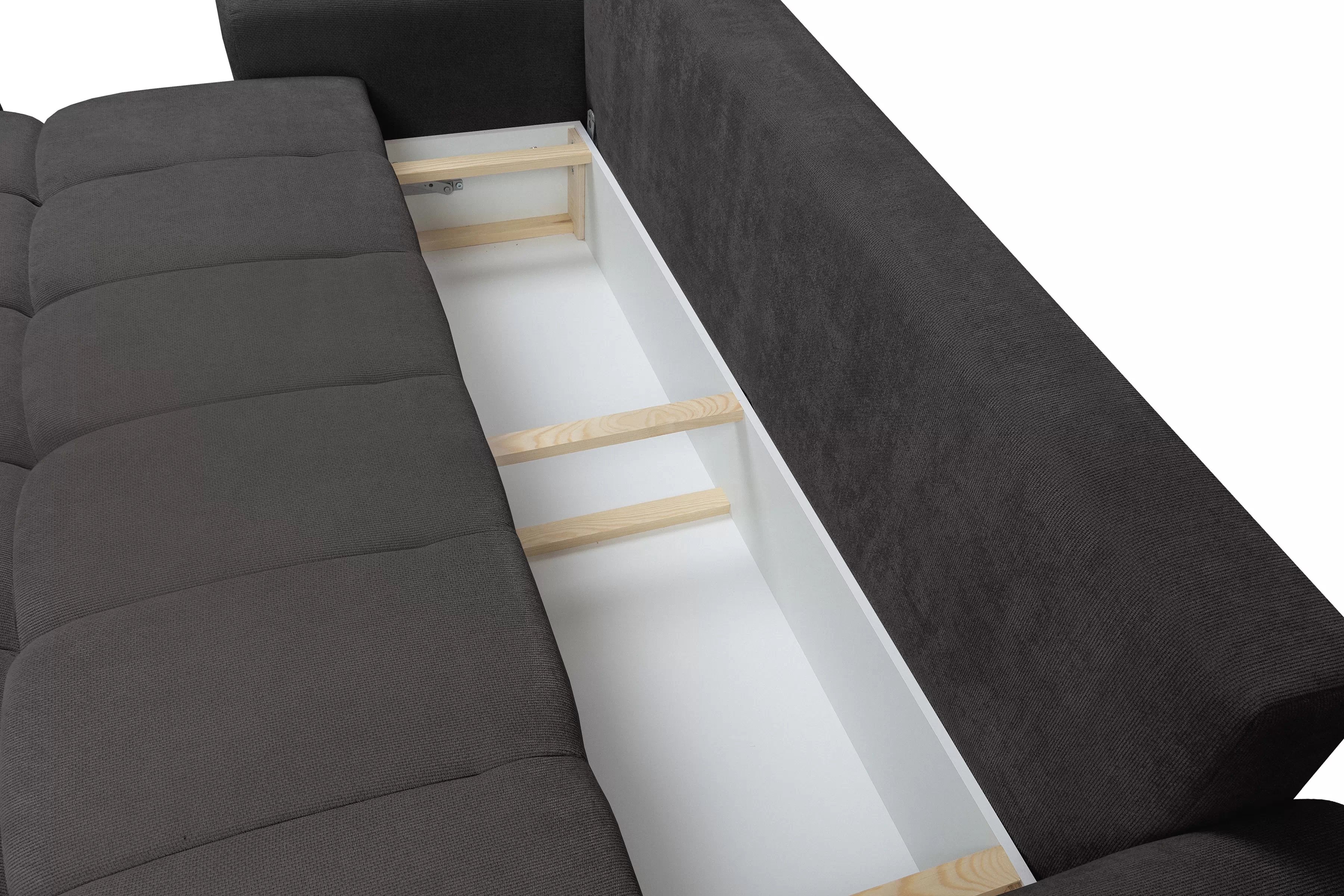 Rozkladacia pohovka Lutario s funkciou spania - tmavosivá hydrofóbna pletenina Venice 2021 Pohovka Lutario s funkciou spánku - ciemnoszara plecionka hydrofobowa Venice 2021