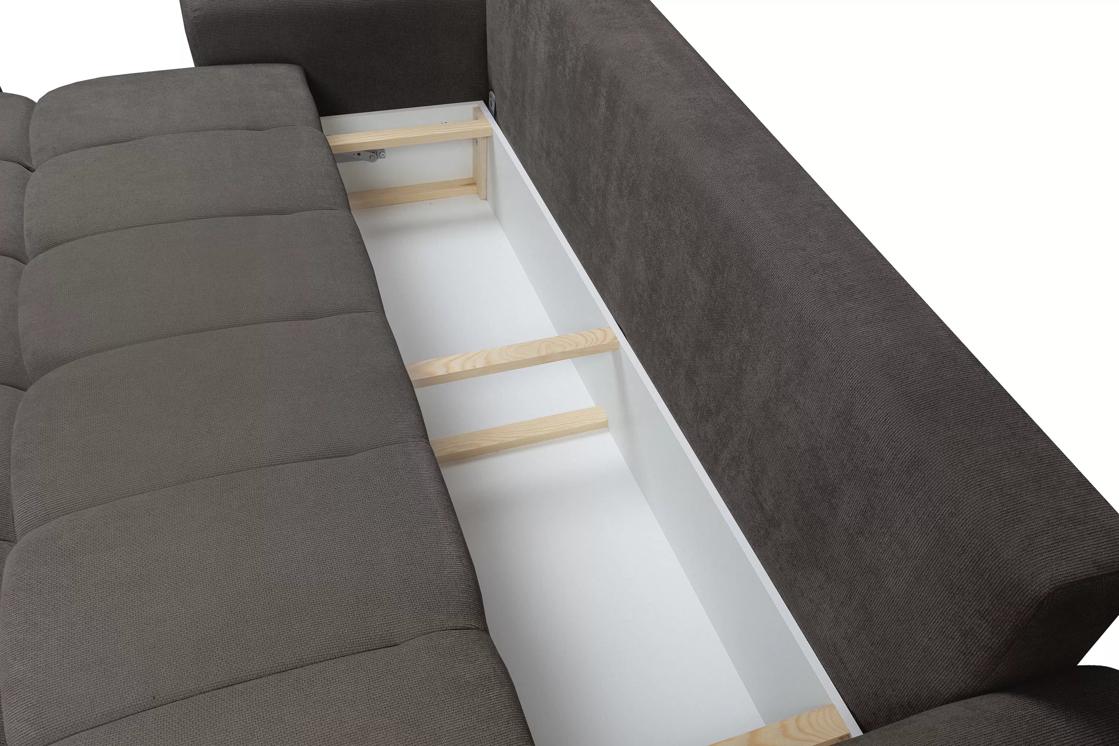 Rozkladacia pohovka Lutario s funkciou spania - sivohnedá pletenina hydrofóbna Venice 2022 Pohovka Lutario s funkciou spánku - szarobrazowa plecionka hydrofobowa Venice 2022