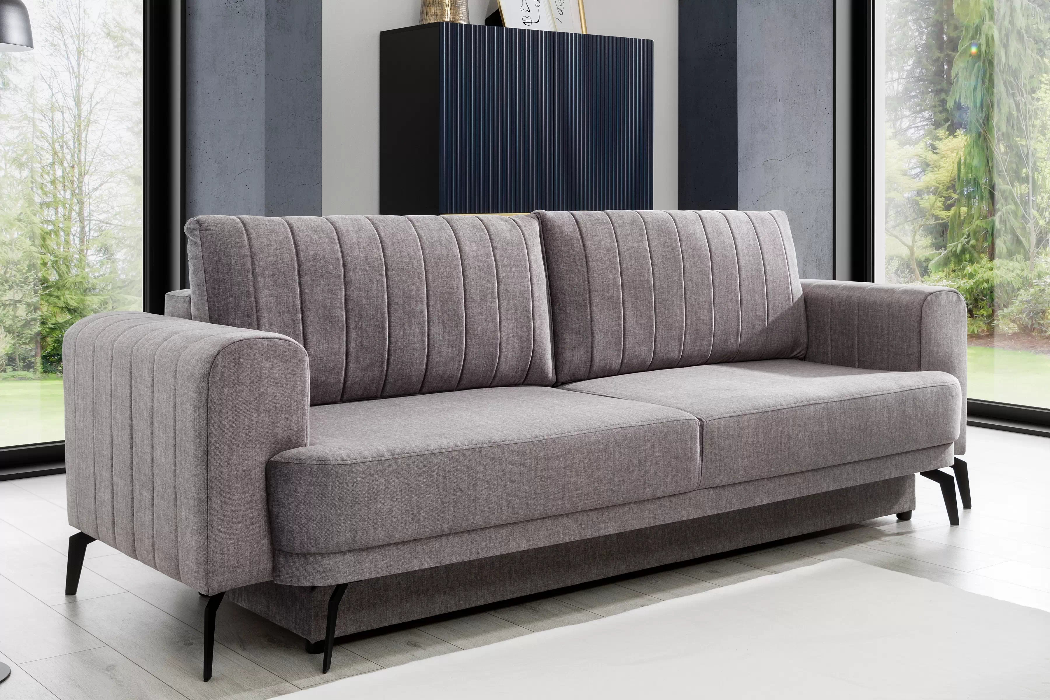 Pohovka Luzano s rozkladom na spanie - sivý zamat Vogue 14 Pohovka Luzano s funkciou spánku  - šedý velúr Vogue 14